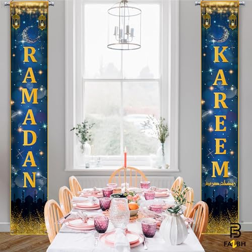 XtraLarge, Ramadan Banner for Ramadan Decorations for Home - 72x12 Inch | Ramdan Door Banner, Ramdan Mubarak Banner | Ramzan Decorations Door Sign