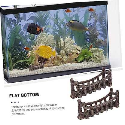 ORFOFE 2pcs Quality Resin Fish Tank Decoration Bridge for Fairy Garden and Aquarium