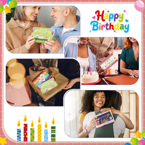 Gueevin 12 Pack/72 Slots Happy Birthday Money Envelopes for Cash Birthday Gifts Money Envelope Card Holders Bulk for Surprise Gifts Ideas Party Supplies, 6 Styles