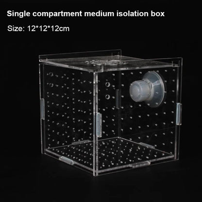 HEPBAK 1pcs Fish Tank Transparent Aquarium Single Double Multi Grid Isolation Box Small Fry Incubator Breeding Box Aquatic Pet Supplies (Color: 6x6x6cm)