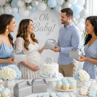 The Dreidel Company Gable Treat Boxes, Party Favors, 6.25" x 3.5" x 3.5" Inch Box, 25-Pack (Silver) - color: Silver