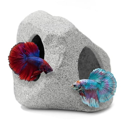 Premium Beta Fish Tank Decor, Beta Fish Tank Decorations, Betta Fish Tank Accessories, Fish Rocks Hiding, Playing, Resting Spots - Avoid Aggressive Behavior (Alien) - style: Medium-E.T