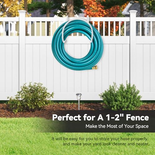 Heavy-Duty Wall Mount Hose Holder, Holds 50-150 FT Hoses, White | Garden Use, Powder-Coated Steel Hose Organizer Outdoor for Expandable, Pocket, Magic Hoses, Reels, or RV Hoses