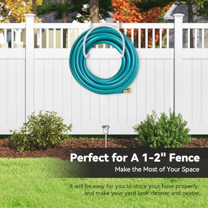 Heavy-Duty Wall Mount Hose Holder, Holds 50-150 FT Hoses, White | Garden Use, Powder-Coated Steel Hose Organizer Outdoor for Expandable, Pocket, Magic Hoses, Reels, or RV Hoses