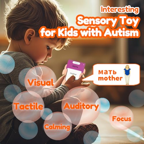 Talking Flash Cards Bilingual for Toddlers - Russian English Flashcards for Kids Adults, Test Mode, Pocket Speech Children, Interactive Vocabulary Learning, Audible Gifts Boy Girl (Russian) - color: Russian