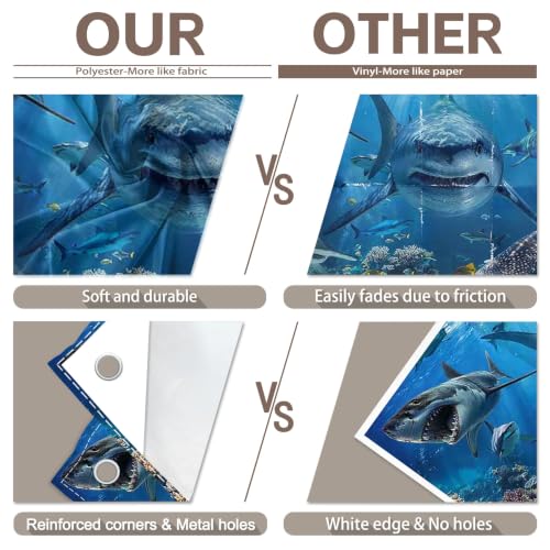 12x8ft Shark Theme Under the Sea Photography Backdrop | Underwater World, Kids Party Supplies, Aquarium Coral Reef Shallows Banner, Deep Ocean Photo Booth, Polyester, Grommets, 1PC - size: 12'x8'