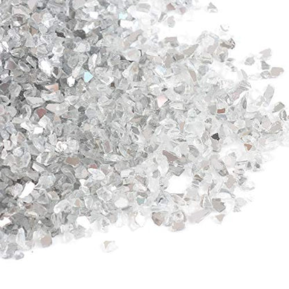 Shiny Stone High Luster Reflective Fire Glass Gravel,Fire Gems,Fire Drops,Fire Glass Pebbles Stones Beads Chips for Fire Pit Fish Tank Aquarium Garden,3-6mm 305g/0.67lb (Both Side Mirror) - color: Both Side Mirror