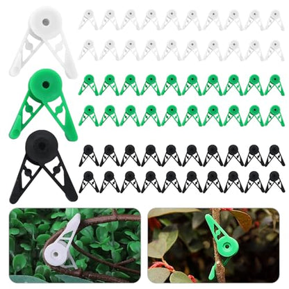 Jiozermi Low Stress Training Clips, 60 Pcs, Green + White + Black | 360 Degree Adjustable, Plant Stem Trainer, Garden Plant Branch Bender, Bud Trainer Clips, For Vine Plant Gardening