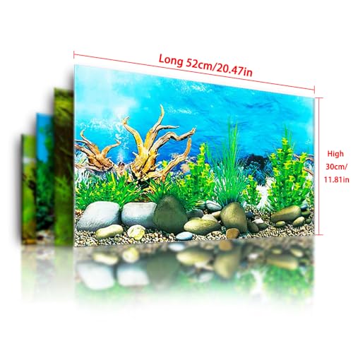 Double-Sided Aquarium Background, Coral Reef and Seabed Design, 12 x 20 Inches, Waterproof (Animal Print A)