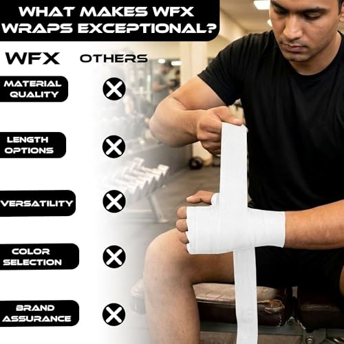 WFX Boxing Hand Wraps 3.5 4.5 Meter Martial Arts Bandages Inner Gloves Wrist Support Straps Punching Under Hand Knuckles Heavy Elasticated Training Bag Mitts Muay Thai - color: White, size: 3.5 M