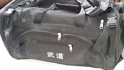 Martial Arts, Bag with Mesh Top/pocket 13"x27"x14" Boxing, MMA,Taekwondo Deluxe Equipment Bag, Black