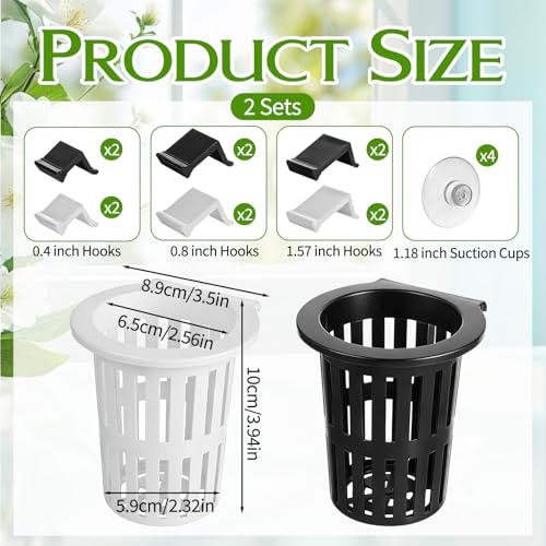 Xthrotsenk 2 Pcs Aquarium Plant Holder with 3 Size Hooks Hanging Fish Tank Plant Holder with 16 Hooks 4 Suction Cups for Fish Tank Cultivation Aquascape Decorations White Black