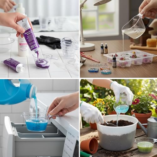 4 Pack Small Measuring Cups, 2oz/60ml Mini Measuring Cup with tsp/Tbsp/oz/ml Markings, Clear Easy-Read Scale for Kitchen, Resin, DIY, Beauty Mixing (4)
