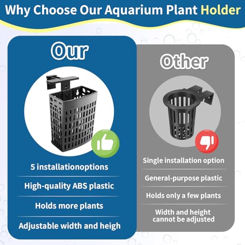 Newly Upgraded Aquarium Plant Holder | Adjustable in Height and Width with Extendable Hook and Suction Cup 4-Pack for Planting Aquatic Plants and Aquariums (Black) - color: Black