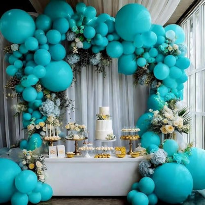 Teal Balloons Turquiose Double Stuffed Balloon Garland Arch Kit Latex Different Sizes For Birthday Baby Shower Dolphin Mermaid Engagement Anniverasry Party Decoration | Turquiose Teal Blue Balloon Garland Kit For Birthday Baby Shower Dolphin Engagement An