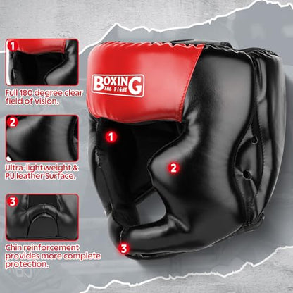 2 Pack & 1 Pack Boxing Headgear - Sparring Safety Head Guard for MMA, Kickboxing, Muay Thai, Boxing - Men, Women, Kids - color: Red, size: Large-X-Large