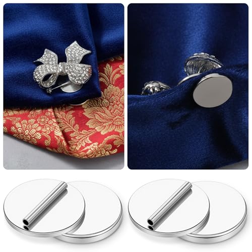 6 Pairs Mini Magnetic Pin Brooch Converters Magnetic Clasps Metal Pin Backs Clothing Magnet Buckle Lapel Pins Brooch Holder Converter for Hijab Scarf Shawls Thin Fabric Round Invisible - color: Silver