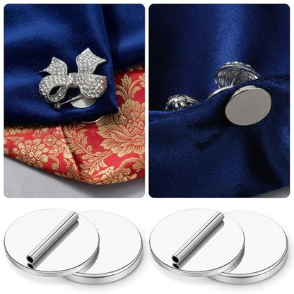 6 Pairs Mini Magnetic Pin Brooch Converters Magnetic Clasps Metal Pin Backs Clothing Magnet Buckle Lapel Pins Brooch Holder Converter for Hijab Scarf Shawls Thin Fabric Round Invisible - color: Silver