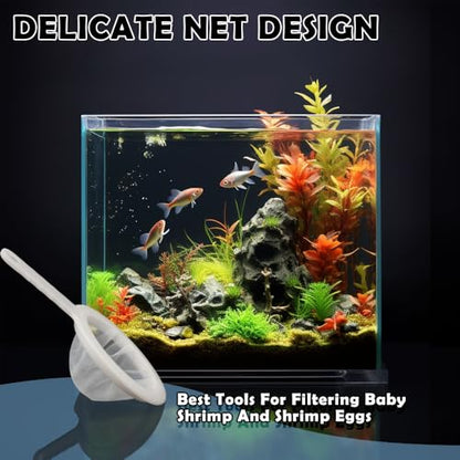 3 Pack Brine Shrimp Sieve Net, Aquarium Filter Strainer with 80/120/200 Mesh for Artemia Eggs, Brine Shrimp and Fry Harvesting, Food-Grade Nylon Mesh Net for Fish Tank