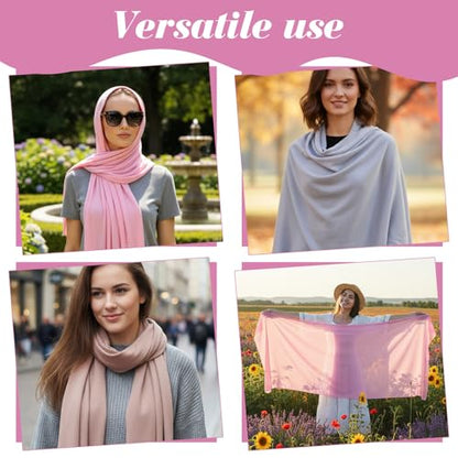 Lemecima 6 Pack Hijab Scarves for Women - Premium Polyester Long Head Jersey Hijab Scarf Wraps in 6 Solid Colors, Soft Muslim Scarf Shawl for All Season, 31.5 x 70.9 inches