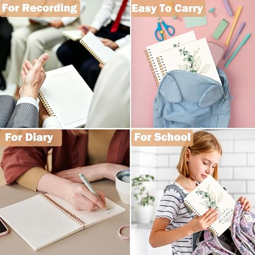 Islamic Gratitude Notebook Journal for Women, Muslim Islamic Gifts, Eucalyptus Quran Religious Prayer Hardcover Spiral Notebook for Work Note Taking 5.5x8.3 in - color: Quran 14:7 white