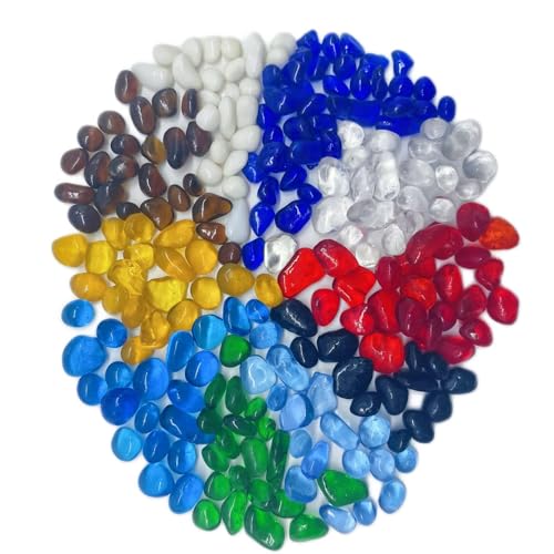 OEEKOI Sea Glass Stones, 1LB Clear Glass Pebbles Marble Aquarium Fish Tank Rocks Gravel for Turtle Tank, Vase Fillers, DIY Crafts, and Home Decor-Colorful - color: Multicolor
