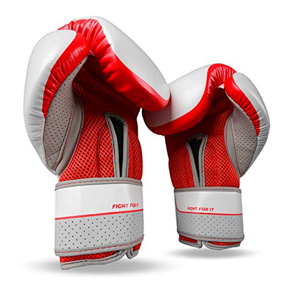 Sanabul Hyperstrike Boxing Gloves for Women, Kickboxing MMA Muay Thai Gloves, Training Sparring Punching Heavy Bag. - color: Red/White, size: 12 oz