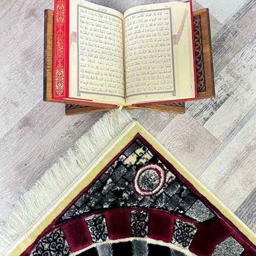 WALL ART ISTANBUL Velvet Muslim Prayer Rug – Elegant Floral Islamic Sajadah for Men & Women, Soft, Foldable Janamaz with Non-Slip Base, Perfect Ramadan & Eid Gift (Mavera)