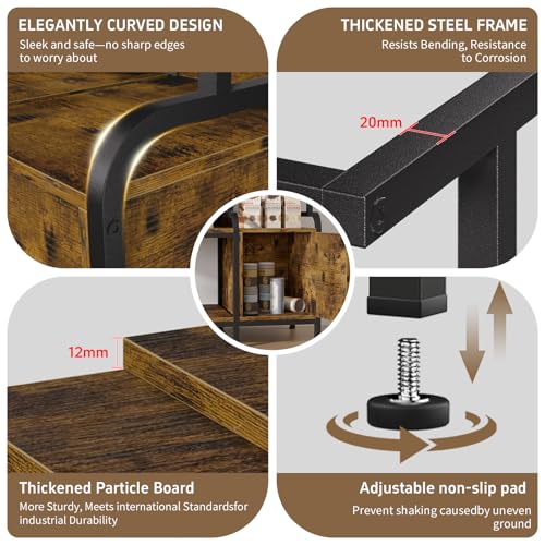 20-29-37 Gallon Tank Stand，750 lbs Capacity 29 Gallon Aquarium Stand，Heavy-Duty 3-Level Reptile Stand with Built-in Storage，36.8×15.7×31.5" Steel Terrarium Rack，Retro Brown