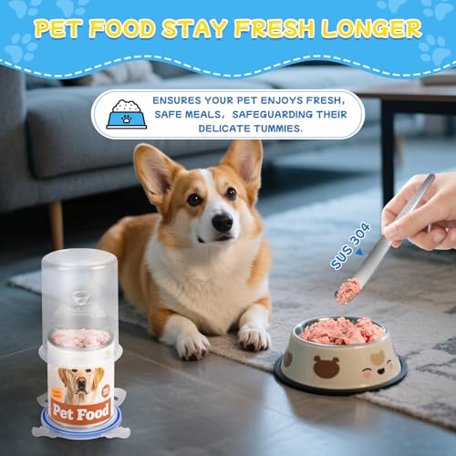REFLYING Canned Dog Food Storage Lids Reusable Airtight Can Cover | Reusable airtight dog food can lids,Keeps wet food fresh,eliminates odor,Includes SUS 304 spoon and can opener - color: 2 Jar（L）+1 Spoon