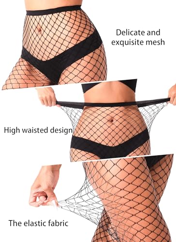 lmotpe Plus Size Fishnet Tights Stockings Women's High Waist Stockings for Women - color: Black- M Mesh 1
