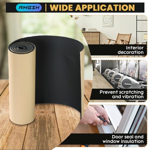 1/4"T x 12"W x 54"L Sponge Neoprene with Adhesive Foam Rubber Sheet | 4.5 Sqft for Weatherproofing, Gasket Seals, Crafts, Soundproof Padding, Vibration Dampening - size: 1/4” Thick X 12” Wide X 54” Long