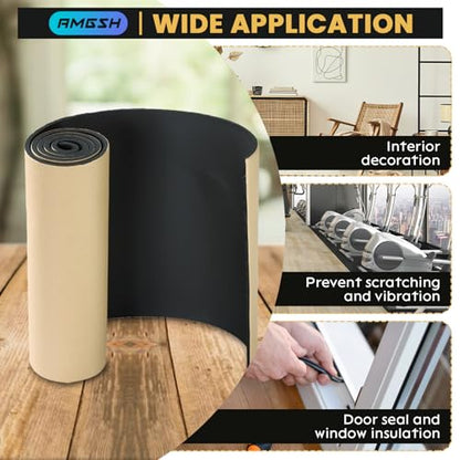 1/4"T x 12"W x 54"L Sponge Neoprene with Adhesive Foam Rubber Sheet | 4.5 Sqft for Weatherproofing, Gasket Seals, Crafts, Soundproof Padding, Vibration Dampening - size: 1/4” Thick X 12” Wide X 54” Long