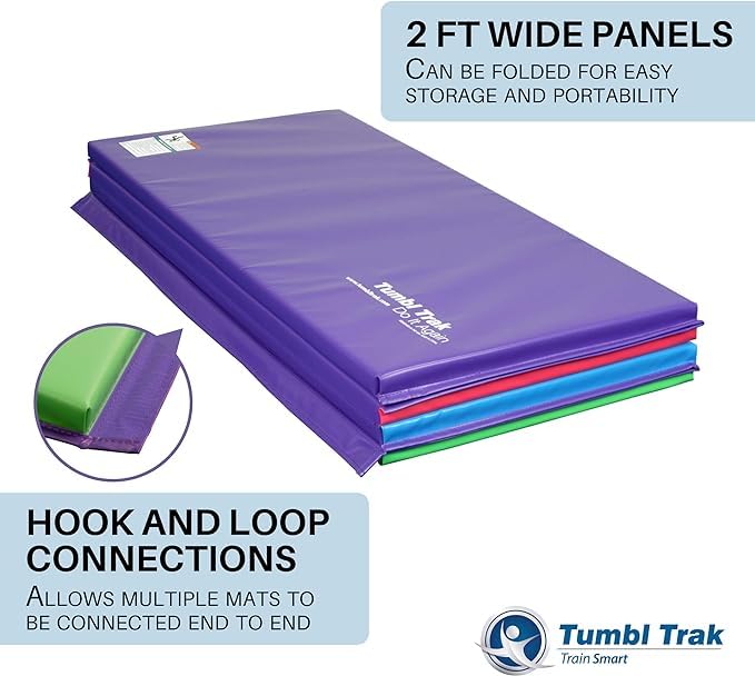 Tumbl Trak Gymnastics Folding Tumbling Panel Mat - color: Bright Pastel, size: 5'x10'x2"