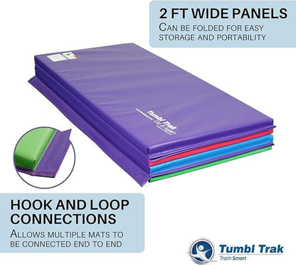 Tumbl Trak Gymnastics Folding Tumbling Panel Mat - color: Bright Pastel, size: 5'x10'x2"