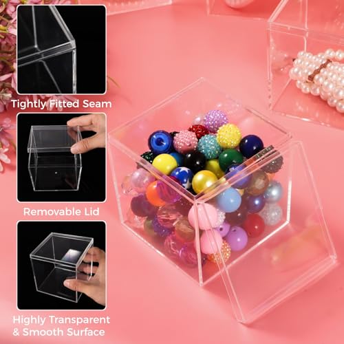 Homaisson 12 PCS Acrylic Square Cube 3 x 3 x 3 Inches, Small Clear Plastic Display Boxes with Lids, Clear Acrylic Storage Square Cube Boxes, Display Case Container for Candy Jewelry Tiny Items - size: 3 x 3 x 3 inch