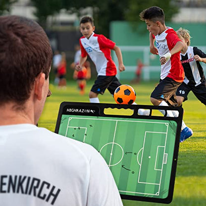 Dry Erase Soccer Clipboard for Coach, Premium Tactical Soccer Coaching Board, Portable Double Sides Full & Half Court Dry Erase Board with Marker - style: Soccer-C