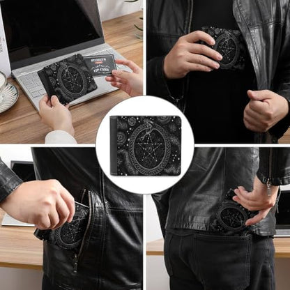 Mandala Moon Phase Bifold Wallet 4.6x3.7 Inch,Slim Compact Folding Wallet with Card Slots And Cash Pocket Lightweight Wallet for Everyday Carry Travel Business - color: Mandala Moon Phase