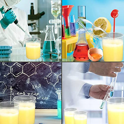 100Pcs 100ML Plastic Graduated Measuring Beaker Set, Clear Liquid Measuring Mixing Cups for Epoxy Resin, Liquid Container Beakers for Resin Epoxy Paint Food, Lab Use, Raised Graduations, Tapered Spout - size: 100ML