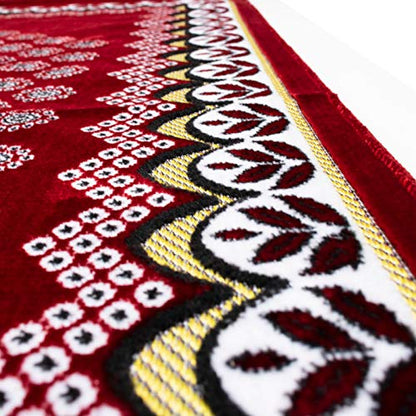 Modefa Turkish Islamic Prayer Rug - Thin & Lightweight Velvet Praying Carpet - Soft Muslim Praying Mat Janamaz - Ramadan or Eid Gift for Men & Women - with Car Hanger - Vined Arch (Daisy Red) - color: Daisy Red