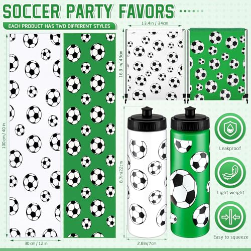 FuWeave 18 Pcs Sports Party Favors Basketball Soccer Water Bottle Baseball Softball Cooling Towel 6 Sports Water Bottle 6 Ice Towel 6 Drawstring Bag Football Volleyball Towel for Team Gift