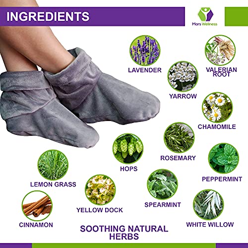 Mars Wellness Heated Microwavable Booties - Microwavable Socks Heated Booties for Women and Men - Herbal Hot/Cold Deep Slippers Women (Charcoal) - color: Charcoal, size: Pack of 1