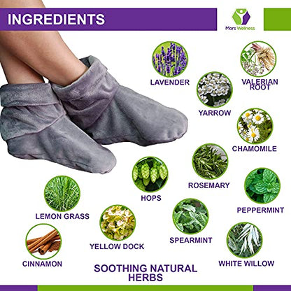 Mars Wellness Heated Microwavable Booties - Microwavable Socks Heated Booties for Women and Men - Herbal Hot/Cold Deep Slippers Women (Charcoal) - color: Charcoal, size: Pack of 1
