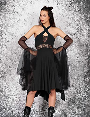 L'VOW Women's 1 Pair Gothic Black Lace Sleeves Witch Gloves Victorian Lace Arm Sleeve Vampire Accessory - color: C Black