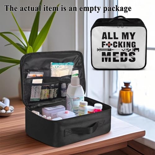 Gomyblomy Custom First Aid Kit for Home Cars All May Fucking Meds Print Customized First Aid Kit Bag Empty Medical Supplies Pouch Personalized Medicine Bag Add Your Image Color - color: All My Fucking Med Custom Print