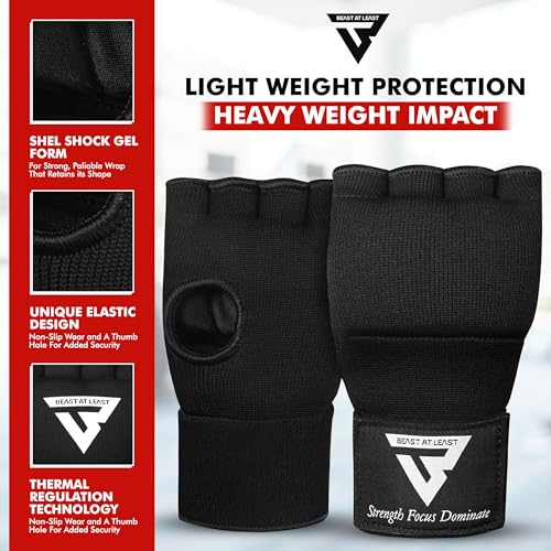 Gel Boxing Hand Wraps Inner Gloves for Men and Women, Quick 76cm Long Wrist Straps, Elasticated Padded Boxing Wraps for Muay Thai, MMA, Kickboxing, Martial Arts - size: X-Small