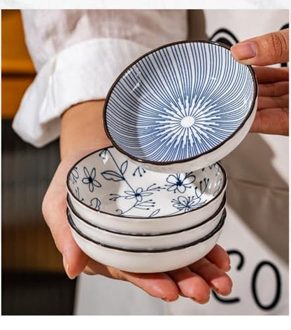 6 Pack 3 oz Small Soy Sauce Dish Ceramic Dipping Sauce Bowls | Japanese Style/Cute/Mini Dipping Bowls for Sushi,Side Dish,Ketchup,Dips,Condiment,Snack/BBQ Party/Stackable - color: cyan blue