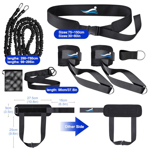 Swimming Training Belt 8-25FT Adjustable Swimming Resistance Belt, Stationary Harness for Any Pool Without Counter Current System - color: Yellow Umbrella