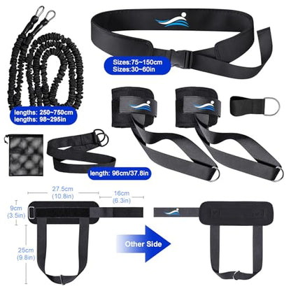 Swimming Training Belt 8-25FT Adjustable Swimming Resistance Belt, Stationary Harness for Any Pool Without Counter Current System - color: Yellow Umbrella