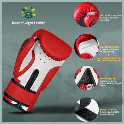 Kids Boxing Gloves for 3-10 Years 4 oz Youth Boxing Gloves Junior Punching Gloves MMA Muay Thai Boys and Girls Training Gloves - color: Red/White